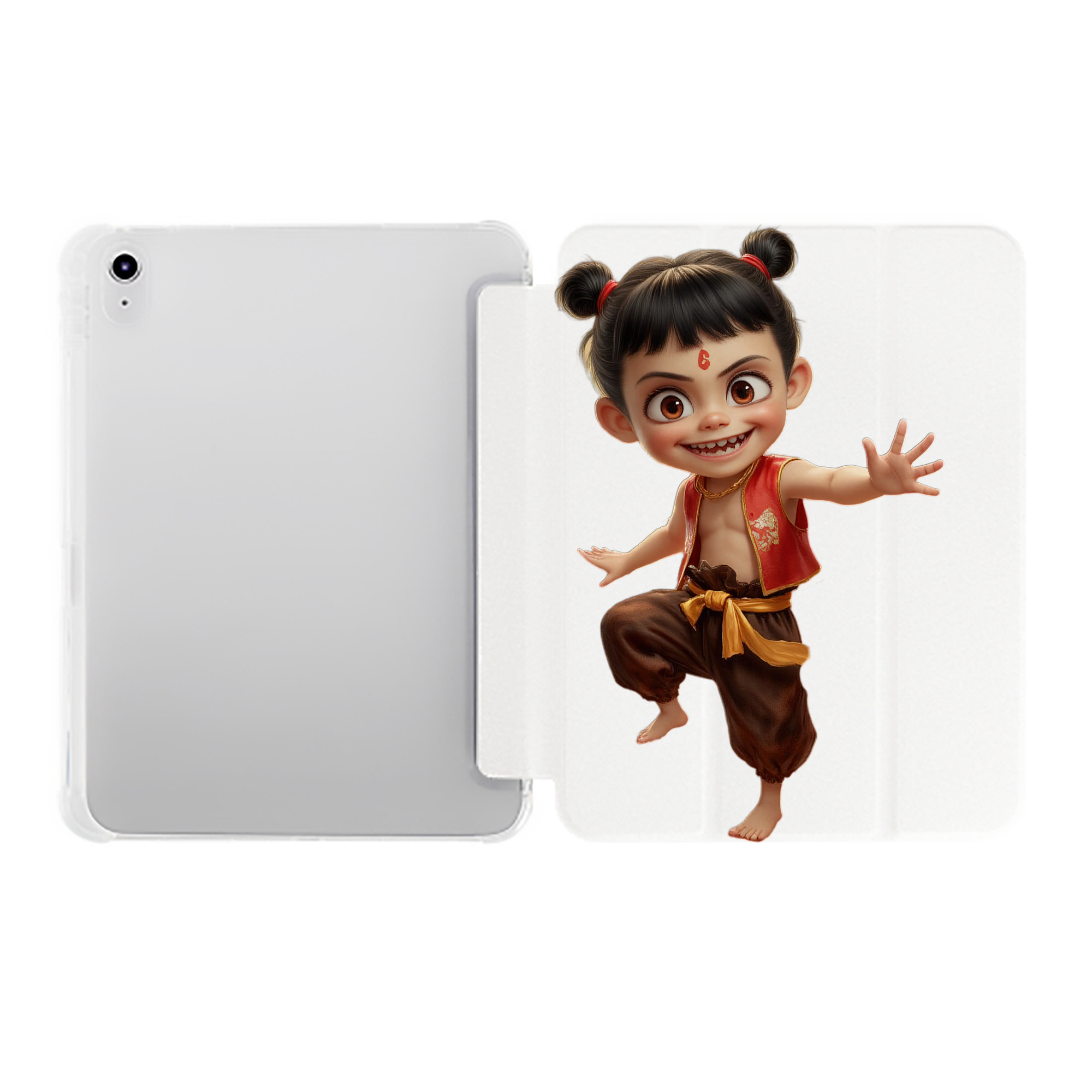 （画像用） Ne Zha 2 ナタ 魔童の大暴れ IPad ケース ペン収納付き 三つ折りスタンド PUレザー×シリコン 対応機種9.5/10.5/10.9インチ